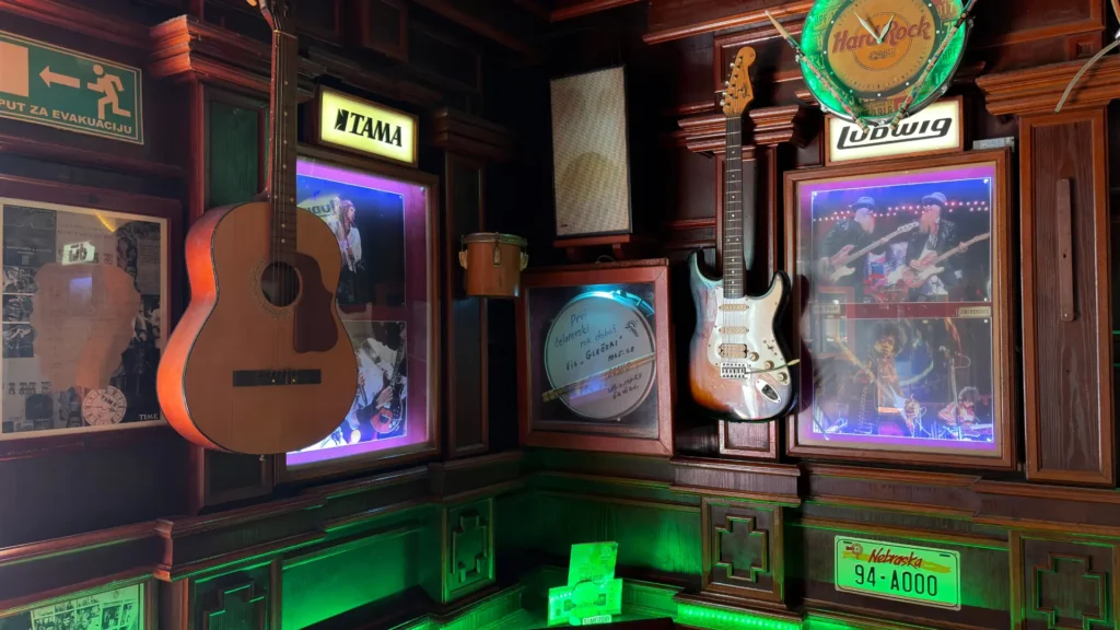 Hard Rock 97 pub rock memorabilia and seating